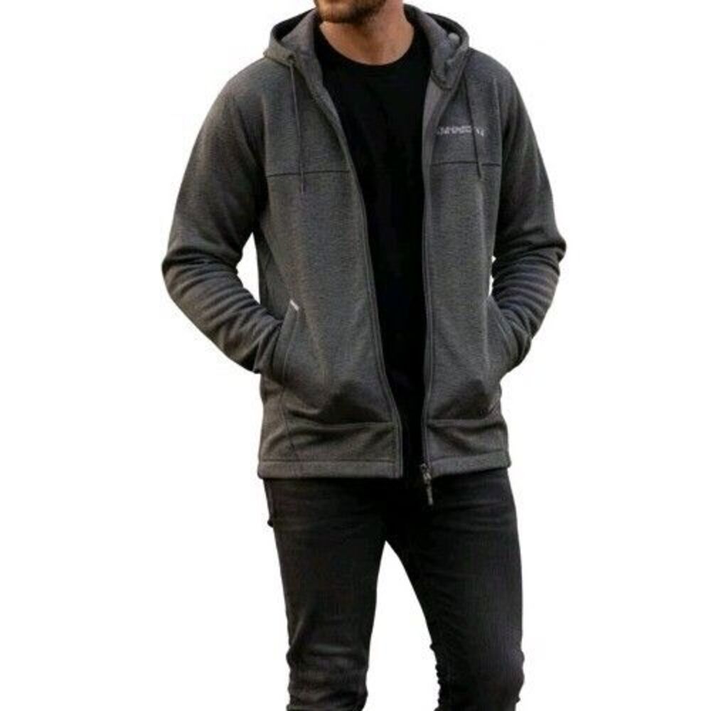 Karbon Men's Full Zip Fleece Hoodie Heather Gray Size XL